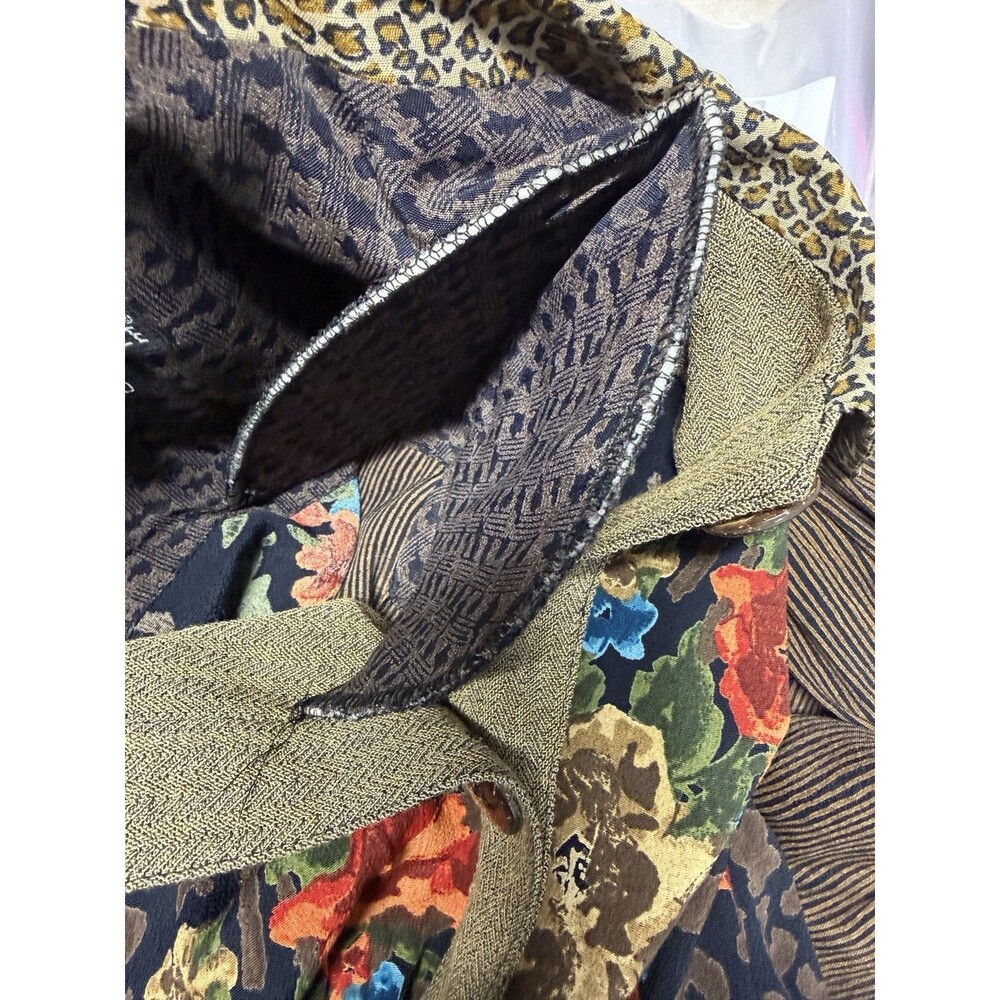 Vtg Carole Little Women Tunic Shirt  Boho Animal Print Floral Button Up Brown 16 - Picture 11 of 13